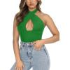 imageREORIA Butsmooth Womens Trendy Sexy Casual V Neck Double Lined Sleeveless Slimming Going Out Tank Top BodysuitsGreen