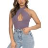 imageREORIA Butsmooth Womens Trendy Sexy Casual V Neck Double Lined Sleeveless Slimming Going Out Tank Top BodysuitsHazy Lilac