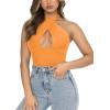 imageREORIA Butsmooth Womens Trendy Sexy Casual V Neck Double Lined Sleeveless Slimming Going Out Tank Top BodysuitsOrange