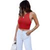 imageREORIA Womens Sexy Sleeveless Racer Back Tank Tops Halter Neck Crop TopsRed