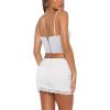 imageREORIA Womens Trendy Sexy Lace Strap Zip Back Going Out Boned Bustier Corset Tank Top With Built In BraWhite