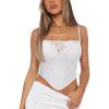 imageREORIA Womens Trendy Sexy Lace Strap Zip Back Going Out Boned Bustier Corset Tank Top With Built In BraWhite