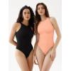 imageREORIA Butsmooth Womens Basic Sexy Sleeveless Racer Back Halter Neck Bodysuit Tank TopsPeach Powder