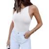 imageREORIA Butsmooth Womens Basic Sexy Sleeveless Racer Back Halter Neck Bodysuit Tank TopsWhite