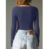 imageREORIA Womens Boat Neck Long Sleeve Bodysuit Basic Going Out Body Suits Tops 2025Deep Blue