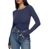 imageREORIA Womens Boat Neck Long Sleeve Bodysuit Basic Going Out Body Suits Tops 2025Deep Blue