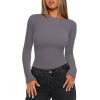 imageREORIA Womens Boat Neck Long Sleeve Bodysuit Basic Going Out Body Suits Tops 2025Deep Grey