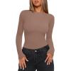 imageREORIA Womens Boat Neck Long Sleeve Bodysuit Basic Going Out Body Suits Tops 2025Latte