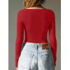 imageREORIA Womens Boat Neck Long Sleeve Bodysuit Basic Going Out Body Suits Tops 2025Red