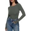 imageREORIA Womens Boat Neck Long Sleeve Bodysuit Basic Going Out Body Suits Tops 2025Thyme Green