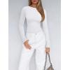 imageREORIA Womens Boat Neck Long Sleeve Bodysuit Basic Going Out Body Suits Tops 2025White