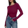 imageREORIA Womens Boat Neck Long Sleeve Bodysuit Basic Going Out Body Suits Tops 2025Wine Red
