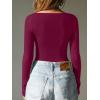 imageREORIA Womens Boat Neck Long Sleeve Bodysuit Basic Going Out Body Suits Tops 2025Wine Red