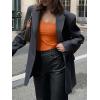 imageREORIA Womens Basic Lightweight Layering Sexy Slim Square Neck Long Sleeve Bodysuit TopsHarvest Pumpkin