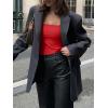 imageREORIA Womens Basic Lightweight Layering Sexy Slim Square Neck Long Sleeve Bodysuit TopsRed