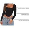 imageREORIA Womens Sexy Square Neck Long Sleeve Backless Going Out Boned Bustier Corset Crop TopsBlack
