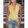 imageREORIA Womens Sexy Cowl Neck Halter Body Suits Summer Open Back Bodysuit Tank TopsPopcorn
