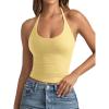 imageREORIA Womens Basic Scoop Neck Backless Double Lined Halter Tank Tops Y2k Cute Summer Trendy Sleeveless ShirtsButter Yellow