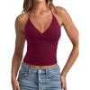 imageREORIA Womens Basic V Neck Backless Double Lined Halter Tank Tops Y2k Cute Summer Trendy Sleeveless ShirtsBurgundy