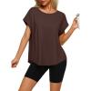 imageREORIA Womens Oversized Short Sleeve TShirt Ultra Soft Casual Drop Shoulder Tee Relaxed Fit Summer TopShaved Chocolate