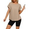 imageREORIA Womens Oversized Short Sleeve TShirt Ultra Soft Casual Drop Shoulder Tee Relaxed Fit Summer TopWarm Pecan