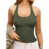 imageREORIA Womens Racerback Halter Backless Tank Top Sexy Sleeveless Fitted Top Trendy Summer Basic CamisoleArmy Green
