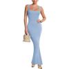 imageREORIA Womens Square Neck Bodycon Sexy Sleeveless Maxi Dress Formal Ribbed Long Dresses 2026 SummerBlue Curacao
