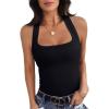 imageREORIA Tank Top with Built in Bra for Women Summer Sleeveless Racerback Scoop Neck Casual Basic Ribbed Tops 2026 Trendy ShirtBlack