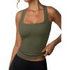image:imageREORIA Tank Top with Built in Bra for Women Summer Sleeveless Racerback Square Neck Casual Basic Ribbed Tops 2026Army Green
