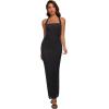 image:imageREORIA Mesh Sheer Sleeveless Wedding Guest Maxi Dresses for Women Ruched Bodycon Square Neck Halter Long Dress Summer 2026Black Onyx