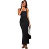 image:imageREORIA Mesh Sheer Sleeveless Wedding Guest Maxi Dresses for Women Ruched Bodycon Square Neck Halter Long Dress Summer 2026Black Onyx