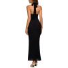 image:imageREORIA Mesh Sheer Sleeveless Wedding Guest Maxi Dresses for Women Ruched Bodycon Square Neck Halter Long Dress Summer 2026Black Onyx