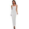 image:imageREORIA Mesh Sheer Sleeveless Wedding Guest Maxi Dresses for Women Ruched Bodycon Square Neck Halter Long Dress Summer 2026Brilliant White