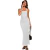 image:imageREORIA Mesh Sheer Sleeveless Wedding Guest Maxi Dresses for Women Ruched Bodycon Square Neck Halter Long Dress Summer 2026Brilliant White