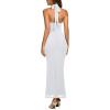 image:imageREORIA Mesh Sheer Sleeveless Wedding Guest Maxi Dresses for Women Ruched Bodycon Square Neck Halter Long Dress Summer 2026Brilliant White