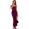 image:imageREORIA Mesh Sheer Sleeveless Wedding Guest Maxi Dresses for Women Ruched Bodycon Square Neck Halter Long Dress Summer 2026Cordovan