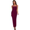 image:imageREORIA Mesh Sheer Sleeveless Wedding Guest Maxi Dresses for Women Ruched Bodycon Square Neck Halter Long Dress Summer 2026Cordovan