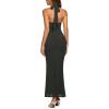image:imageREORIA Mesh Sheer Sleeveless Wedding Guest Maxi Dresses for Women Ruched Bodycon Square Neck Halter Long Dress Summer 2026Thyme