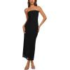 image:imageREORIA Womens 2026 Summer Floral Mesh Strapless Midi Dress Backless Beach Wedding Guest Cocktail Party DressesBlack