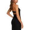 image:imageREORIA Womens 2026 Summer Floral Mesh Strapless Midi Dress Backless Beach Wedding Guest Cocktail Party DressesBlack