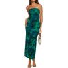 image:imageREORIA Womens 2026 Summer Floral Mesh Strapless Midi Dress Backless Beach Wedding Guest Cocktail Party DressesGreen Print