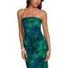 image:imageREORIA Womens 2026 Summer Floral Mesh Strapless Midi Dress Backless Beach Wedding Guest Cocktail Party DressesGreen Print