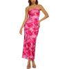 image:imageREORIA Womens 2026 Summer Floral Mesh Strapless Midi Dress Backless Beach Wedding Guest Cocktail Party DressesPink Floral