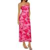 image:imageREORIA Womens 2026 Summer Floral Mesh Strapless Midi Dress Backless Beach Wedding Guest Cocktail Party DressesPink Floral