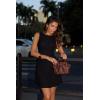 image:imageREORIA Womens Casual Boat Neck Mini Dress Sleeveless Mesh Ruched Drop Waist Y2k Party DressesBlack Onyx