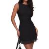 image:imageREORIA Womens Casual Boat Neck Mini Dress Sleeveless Mesh Ruched Drop Waist Y2k Party DressesBlack Onyx