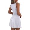 image:imageREORIA Womens Casual Boat Neck Mini Dress Sleeveless Mesh Ruched Drop Waist Y2k Party DressesBrilliant White