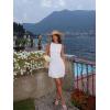 image:imageREORIA Womens Casual Boat Neck Mini Dress Sleeveless Mesh Ruched Drop Waist Y2k Party DressesBrilliant White