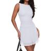 image:imageREORIA Womens Casual Boat Neck Mini Dress Sleeveless Mesh Ruched Drop Waist Y2k Party DressesBrilliant White