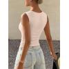 image:imageREORIA Womens Sexy Ribbed Button Down Square Neck Tank Tops Trendy Y2K 2026 Summer Sleeveless Going Out Vest Crop TopsApricot